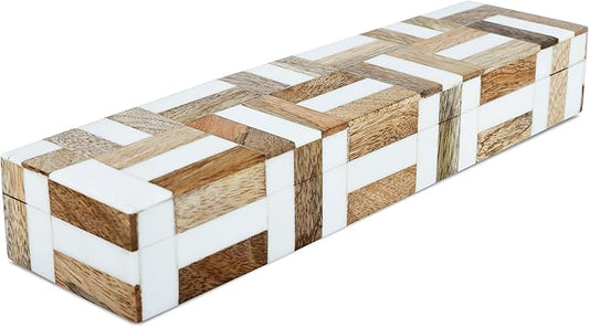 Handicrafts Home Decorative Storage Box, Keepsake Holder & Gift Box or Decorative Accent, Home decor, Jewelry Organizer, Made with Wood & Resin Inlay, Handmade Marquet Chase Collection- 10X2.5X1.5 In