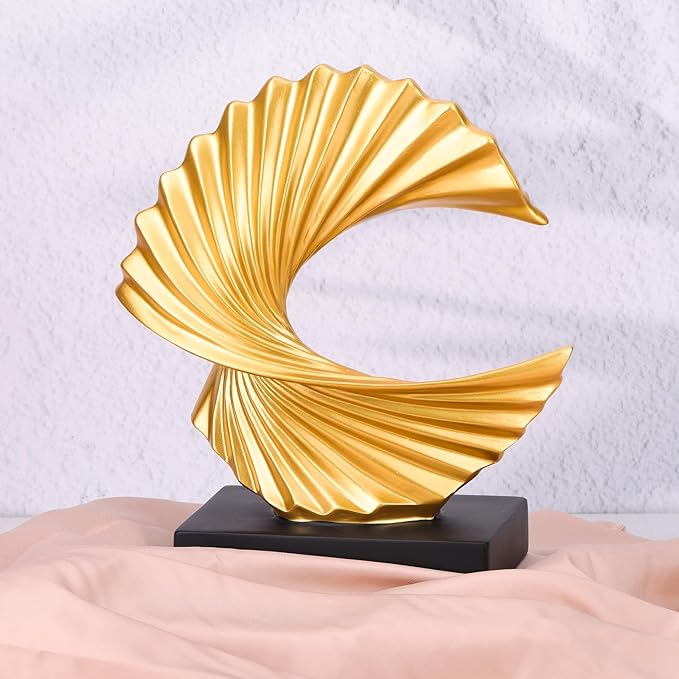 Gold Wave Sculpture,Modern Ocean Wave Home décor Accents Ornament,Resin Art Statue Home Decor Aesthetic,Shelf Decor,Coffee Table Decor Tv Stand Decor Adornos para Sala Modernos