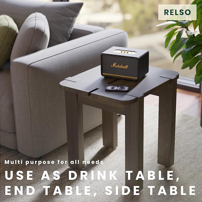 Mocha Mango Wood Accent Table - Handcrafted Coffee Finish Side Table for Living Room, Bedroom, Entryway, Patio, Pool | Small Sofa Shelf, Plant Stand, Nightstand | Outdoor & Indoor use | Easy Assembly