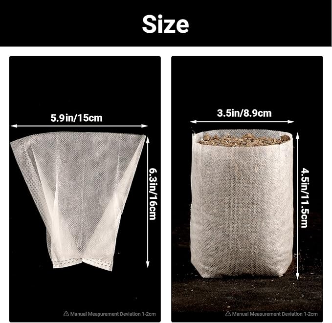 100pcs Plant Nursery Bags, 5.9x6.3 inches Non-Woven Fabric Flower Tree Seed Starters, Garden Plants Seedling Grow Pouch Pots for Seed Starting Growing