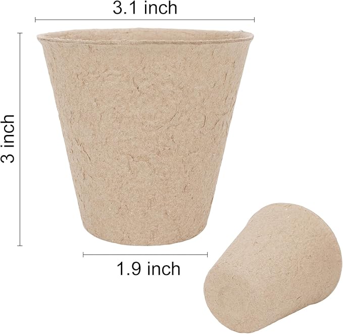 30 Packs Peat Pots, 3.1 Inch Seed Starting Pots Without Drainage Holes, Biodegradable Round Nursery Pot, Starting Seeds of Vegetables, Herbs, and Flowers