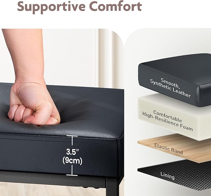 ALPHA HOME 24 Inch Bar Stools Kitchen Counter Stools with Back Pu Leather Counter Chair Counter Height Bar Stools with Upholstered Footrest Sturdy Chromed Metal Steel Frame, Midnight Blue