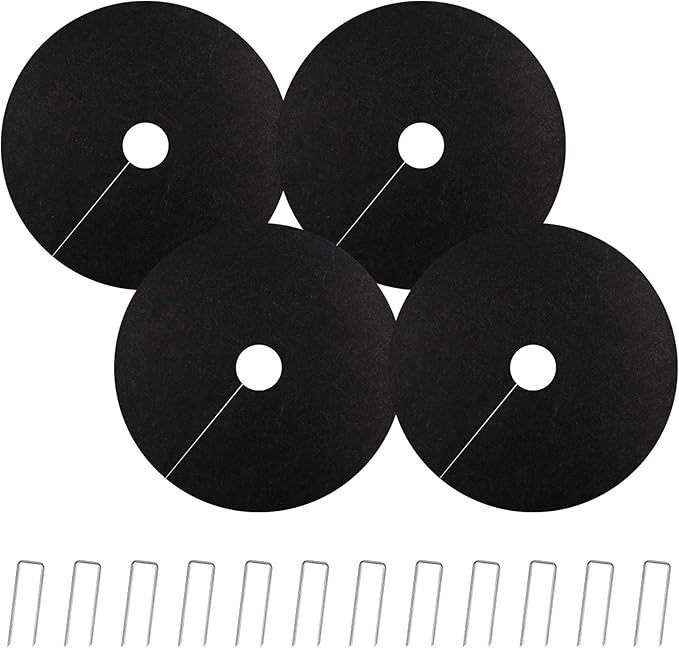 YBB Tree Weed Barrier Mat, Non-Woven Degradable Garden Weed Barrier Landscape Fabric Mulch Ring Tree Protector with Stakes (6 Pack)