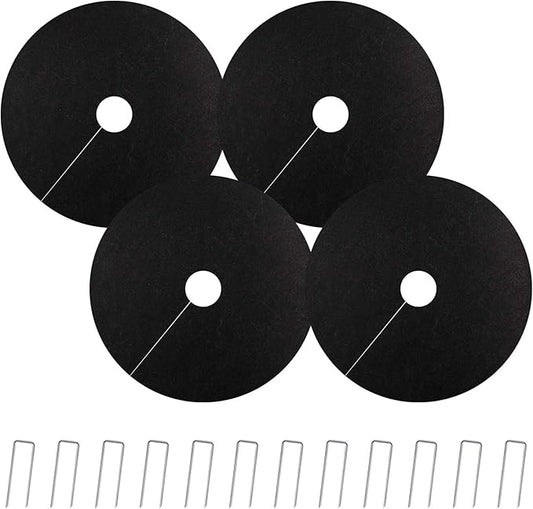 YBB Tree Weed Barrier Mat, Non-Woven Degradable Garden Weed Barrier Landscape Fabric Mulch Ring Tree Protector with Stakes (6 Pack)