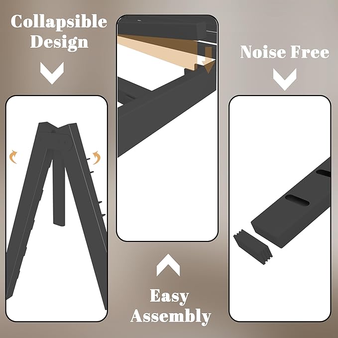 14 Inch Twin Bed Frames with Metal Gaskets, Black Bed Frame Twin Size No Box Spring Needed, Heavy Duty Steel Platform Supprt, Rounded Corner Legs, Reserved Holes, Noise Free, Easy Assembly