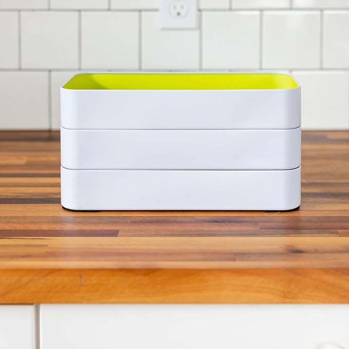 Three by Three Seattle 5 Piece Metal Organizer Tray Set for Storing Makeup, Stationery, Utensils, and More in Office Desk, Kitchen and Bathroom Drawers (1 Inch, Black)