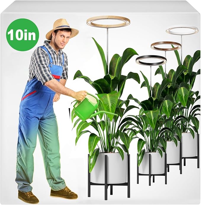 10" Grow Lights for Indoor Plants Full Spectrum,Indoor Plant Light for Indoor Growing with 160LEDs,Height Adjustable 11"-65" for Large Plant,Auto On/Off Timer 3/9/12H,9 Dimmable Brightness,Wood Grain