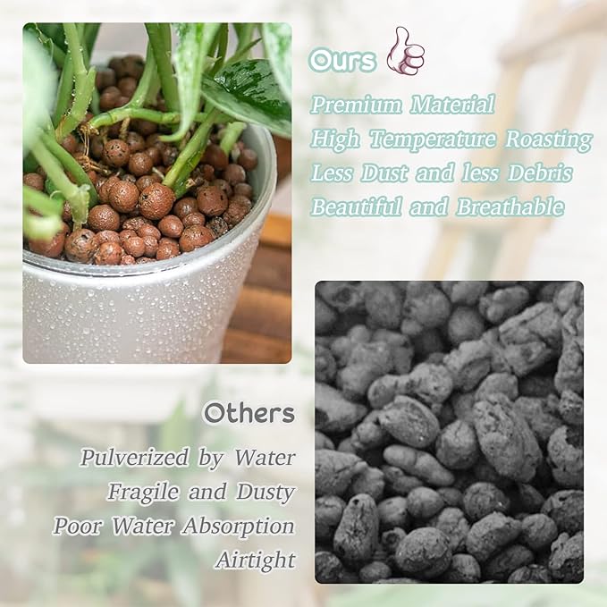 Legigo 6 LB Organic Leca Clay Pebbles for Plants, 4mm-16mm 100% Natural Leca Balls for Indoor Plants, Hydroton Clay Pebbles for Plants Hydroponic Aquaponics Growing Orchid Drainage Terrarium