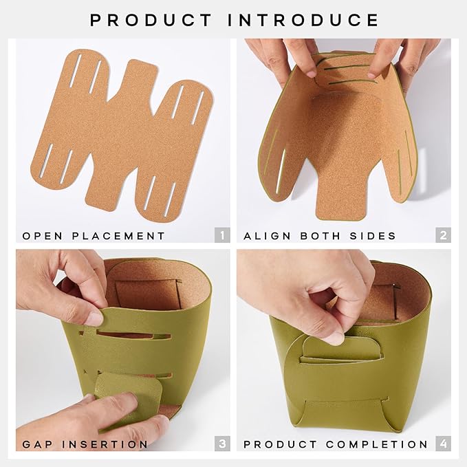 HOMIEAZICOZI 2-Pack Cork Leather Desk Accessories Storage - Pencil Pen Holder - Makeup Brush Holder Organizer - Stylish Addition to Home Decor (Olive Green)