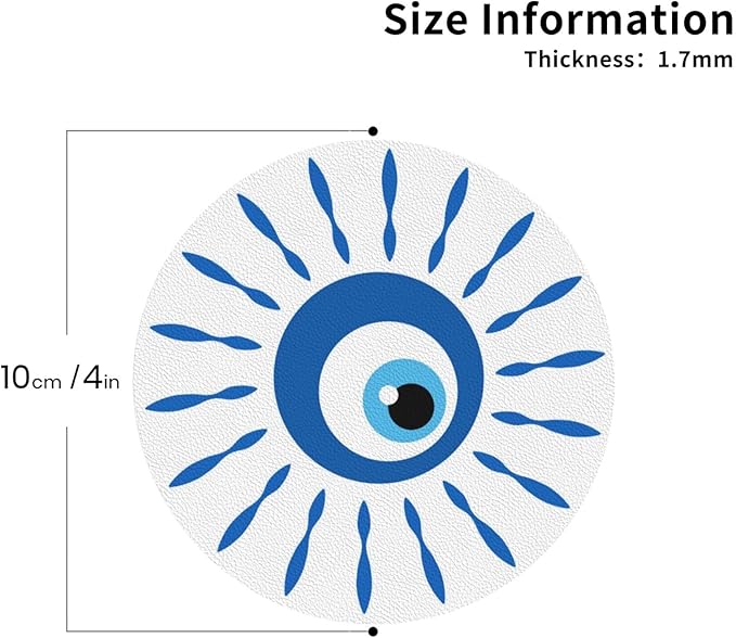 Greek Evil Eye Devil Eyes Coasters Set of 6 Coasters for Drinks Absorbent Double-Sided Leather PVC Coaster for Tabletop Protection Coffee Table Decor Ideal for Home Decor House Warming Gifts