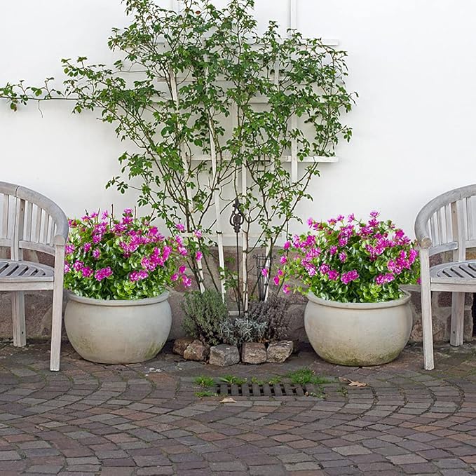 6PCS Artificial Eucalyptus Flowers, Fake Artificial Greenery UV Resistant No Fade Faux Plastic Plants for Wedding Bridle Bouquet Indoor Outdoor Home Garden Kitchen Office Table Vase(Fuchsia)