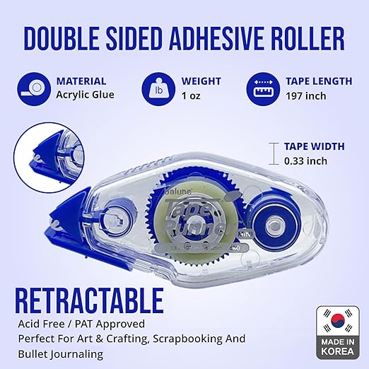 TAPE RUNNER - Double Sided Adhesive with Dispenser Roller Included - Acid Free, Sticky, Clear & Transparent - Ideal for Scrapbooking, Crafts & More - Mini (197 inches per Cartridge), 5 Cartridges