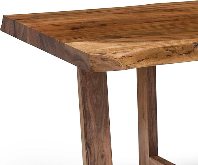 Berkshire 42-Inch Live Edge Coffee Table – Handcrafted Solid Acacia Wood in Minimalist Design and Natural Finish with Cross-Braced Wood Legs and Floor Protectors – Modern Living Room Furniture