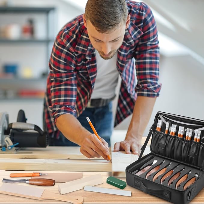 Olerqzer Wood Carving Kit,35-in-1 Wood Whittling Kit for Beginners,Whittling Knife Set Whittling Knife Wood Carving Knives Carving Tools with Large Storage Tool Bag(35PCS)