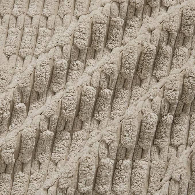 Fancy Homi 2 Packs Taupe Decorative Throw Pillow Covers 14x14 Inch for Living Room Couch Bed Sofa, Rustic Farmhouse Boho Home Decor, Soft Striped Corduroy Square Cushion Case 35x35 cm