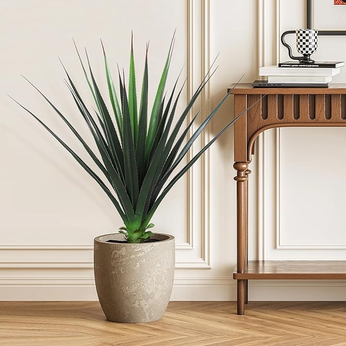 Veryhome 3FT Agave Plant Artificial Succulents 35 Inch Large Fake Outdoor Plants UV Resistant Faux Greenery for Indoor Home Office Floor Front Porch Decor