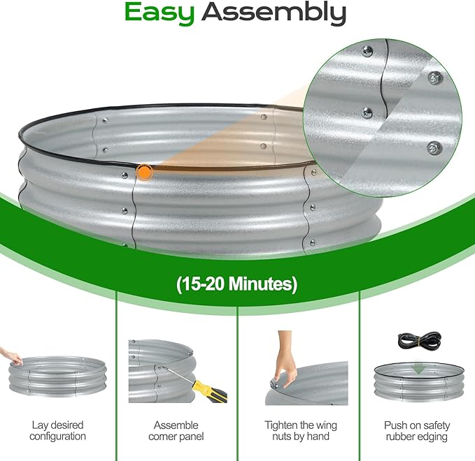 Aoodor 9" Tall 30" Metal Raised Garden Bed, Outdoor Planter Box and Raised Garden Kit for Vegetables, Flowers, Arugula and Herbs, Silver