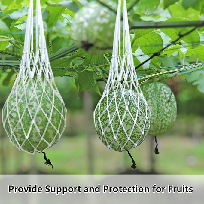 Belit Melon Hammock Cradle 5-Pack net Bags to Prevent Falling, Perfect for Growing Cantaloupe Pumpkin Watermelon in Vertical Garden White