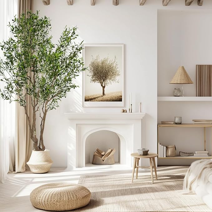 Artificial Olive Tree - 9ft Tall Fake Olive Plant in Pot - Faux Silk Tree for Indoor