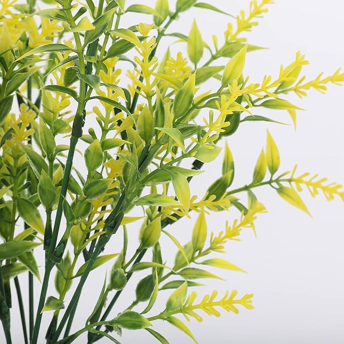 36 Bundles Artificial Plants Outdoor, Artificial Flowers for Outdoors Fake Flowers UV Resistant Flowers Lavender Outdoor Plants, Faux Flowers Shrubs for Porch Garden Window Box Home Decoration(Yellow)