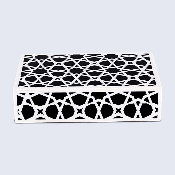 Handicrafts Home Handmade Zellij Collection Decorative Jewelry Box Organizer – Keepsakes, Trinkets, and Home Decor – Antique Coffee Table Storage, Wedding Memory Box, Farmhouse Style Decor, 8x5x2