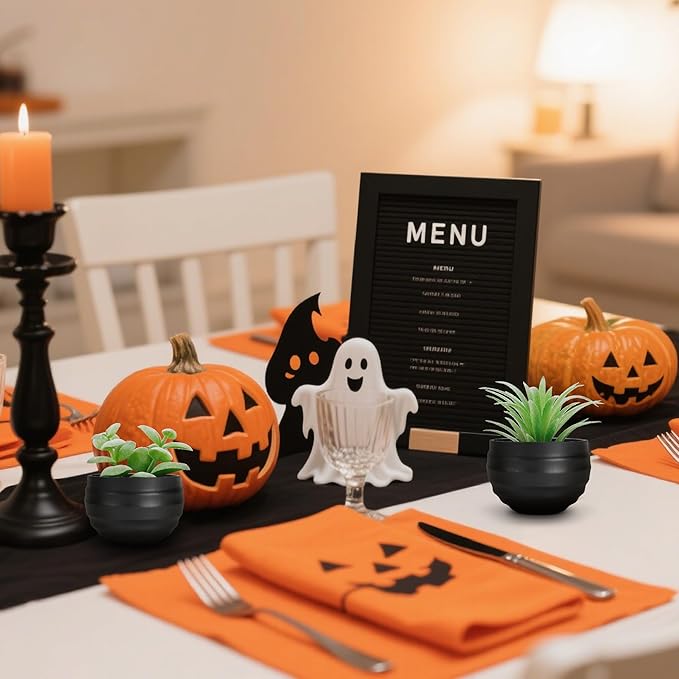 Der Rose Set of 6 Succulents Plants Artificial in Pots Small Fake Plants for Halloween Decorations Bedroom Living Room Office Shelf Black Bathroom Decor