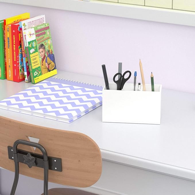 NIUBEE Acrylic Pen Holder 3 Compartments, White Pencil Organizer Cup for Countertop Desk Accessory Storage