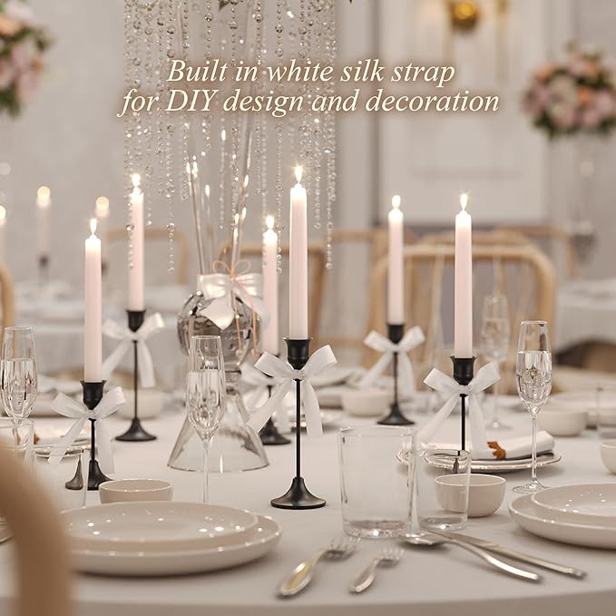 FSyueyun Black Candle Holder Set of 2, Elegant Metal Candlestick Holders for Vintage Taper Candle Holders, Perfect for Table Centerpieces, Fireplace Mantels, Home Decor, Weddings and Party Decorations