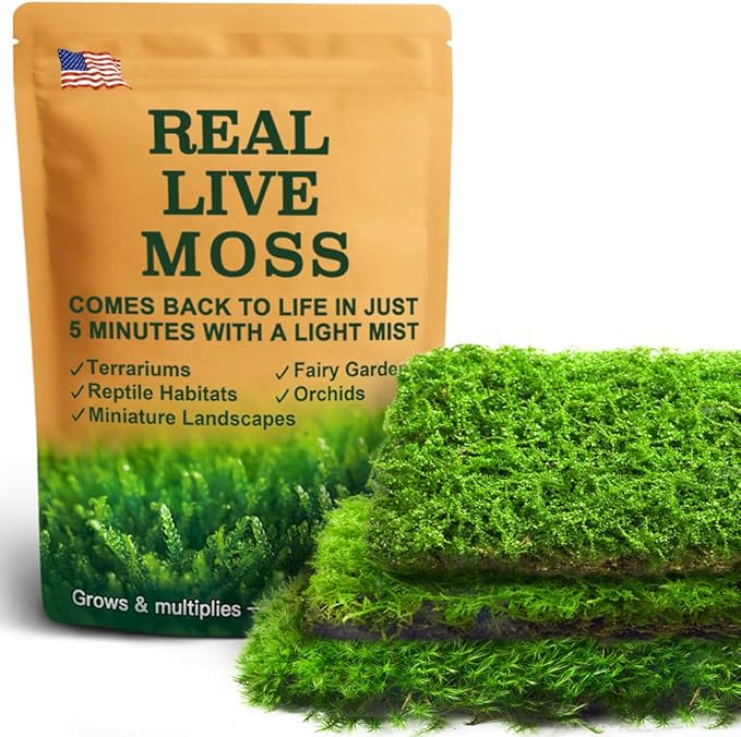 Live Moss Variety Pack – 3 Real Moss Types (Each 3.5"x7"), Decorative Moss for Terrariums, Bonsai, Fairy Gardens, and Plant Craft Projects – Reusable, Naturally Grown, Not Artificial
