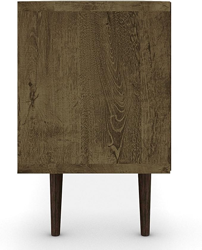 Manhattan Comfort Liberty Mid Century Modern TV Stand for Televisions up to 65 Inches, Bedroom and Living Room Entertainment Center with Storage, Shelves, and Cabinet, 71" Wide, Rustic Brown/White