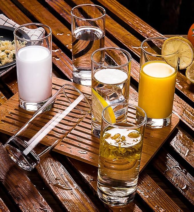 7-Pcs Glass Pitcher Set Jug with 6 Water Glasses Tumbler Cups Lid Carafe Jug with Spout Handle for Hot/Cold Tea Beverage