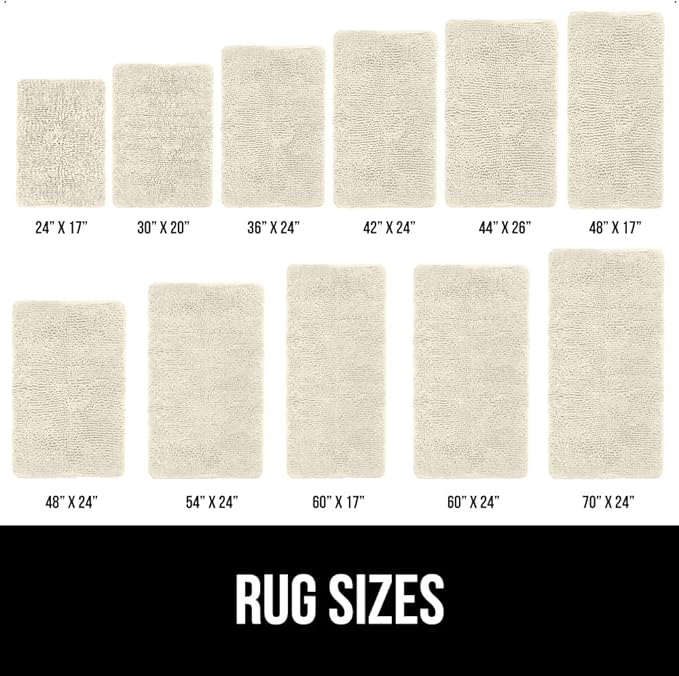 GORILLA GRIP Bath Rug Mat 30x20, Thick Absorbent Chenille, Quick Dry Microfiber Mats, Rubber Backing Washable Shower Floor Rugs, Bathmat Runner, US Designed Bathroom Home Decor Accessories Dusty Cloud