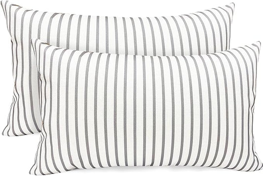 Decorative Throw Pillow Covers Set of 2 Light Gray Striped Pillow Covers 12x20 Inch Throw Pillow Cover Linen Pillowcase Modern Farmhouse Outdoor Pillow Covers for Couch Sofa Living Room