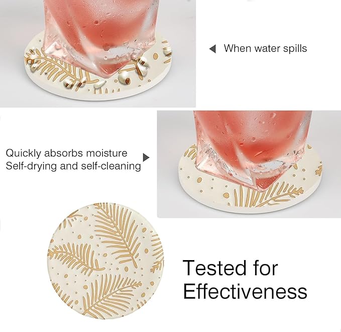 Drink Coasters Set of 2 -Rustic Table Cup Mats, Desk Coasters with Non-Slip Cork Wood, Cute Coffee Table Coaster, Gift for Office Room,Home Decor Posavasos,Housewarming_2PACK (Amber Pine)