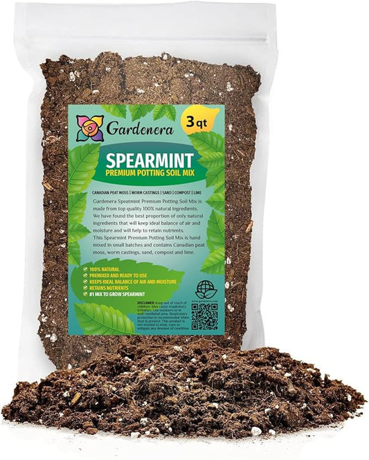 Spearmint Plant Potting Soil - Elevate Your Spearmint Garden with Professional Grade Nutrient-Rich Mix - 3 Quart