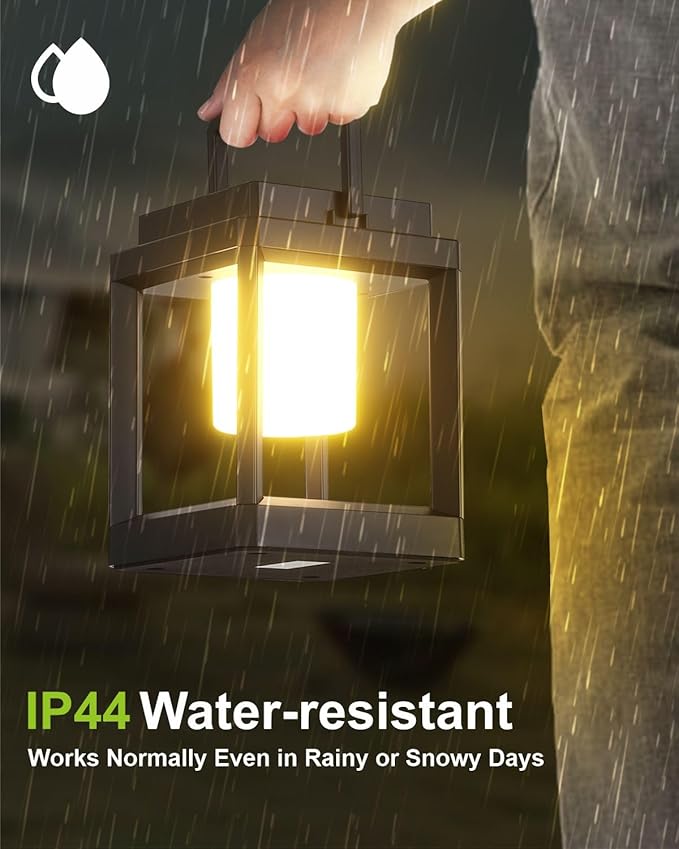 Outdoor Table Lamp, Led Lamps for Nightstand, Solar Lanterns Outdoor Hanging for Patio Waterproof, Cordless Battery Operated Lamp, Rechargeable Solar Lantern for Reading, Decor, Camping