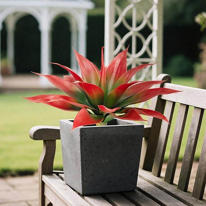Artificial Agave Faux Agave Fake Greenery 18In Outdoor Artificial Plant Fake Plant for Indoor Home Decoration Plastic Plant Outdoor Decoration Front Porch Decor Simulation Plants 2Pack（Red）