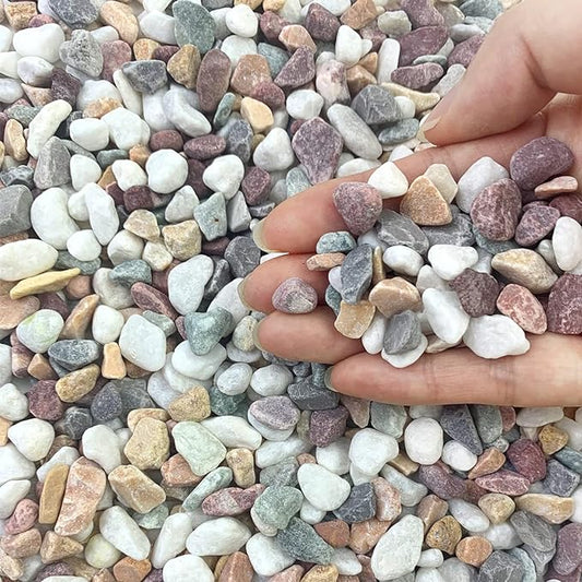 5 lbs Natural Mixed Color Gravel Pebbles, 3/8 Inch Decorative Succulent Rocks Pebbles for Plants, Stones for Vase, Landscaping and Outdoor Garden Decorative River Rock