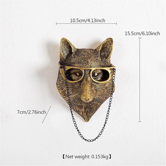 GUASDIE Animal Heads Wall Decor, Faux Deer Head Mount, Animal Sculptures Wall Decor, Resin Animal Head Wall Hanging Decoration for Living Room Bedroom Kitchen Gift,Fox