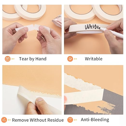KICNIC Painter Tape, White Masking Tape 0.7 Inch x 60 Yard, 1 Roll Paper Craft Supplies, Removable Wide Clear Tape for Wall, Classroom, Artist, DIY Painting Tools & Home Improvement