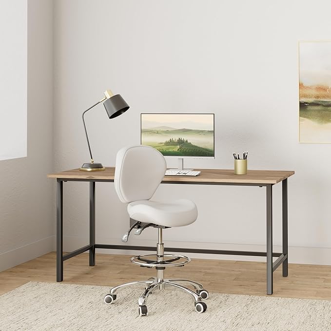 Grace & Grace Rolling Drafting Chair Height Adjustable Stool with Backrest and Footrest for Computer,Studio,Workshop,Classroom, Lab, Counter, Home Office, Work from Home Chair, Home Desk Chair (Grey)