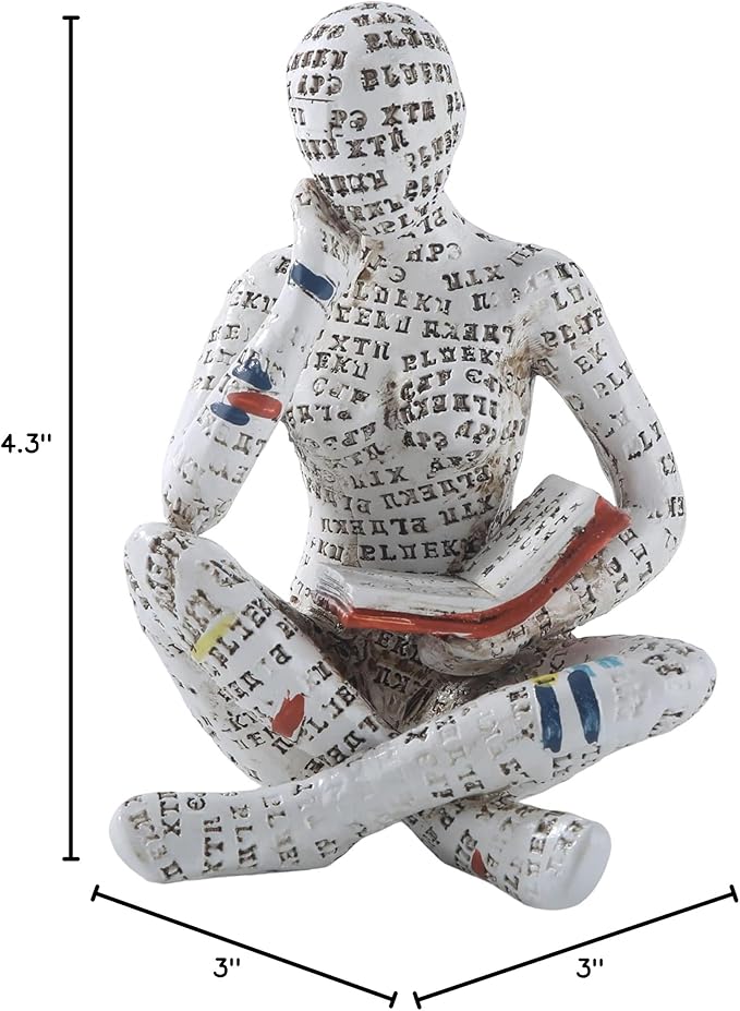 GRAPMKTG Home Decor Pulp Reading Women Thinker Statue Aesthetic Sculpture Room Decor Modern Abstract Decoration on Shelf Table Desk for Living Room Office Bedroom F