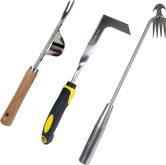 Weed Puller Tool, 3 Pack Stainless Steel Manual Hand Weeder Tool, Patio Crack Weeder, Moss Remover, Crevice Weeding Digger Tools, Uprooting Weeding Tools for Planting and Gardening