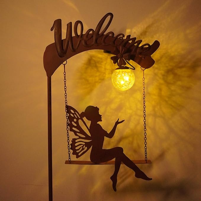 HONGLAND Solar Garden Lights Outdoor Decor, Solar Fairy Lights Outdoor Moon Decor, Housewarming Ornaments for Patio, Lawn, Yard, Pathway - Unique Gardening Gifts for Women Mom Grandma