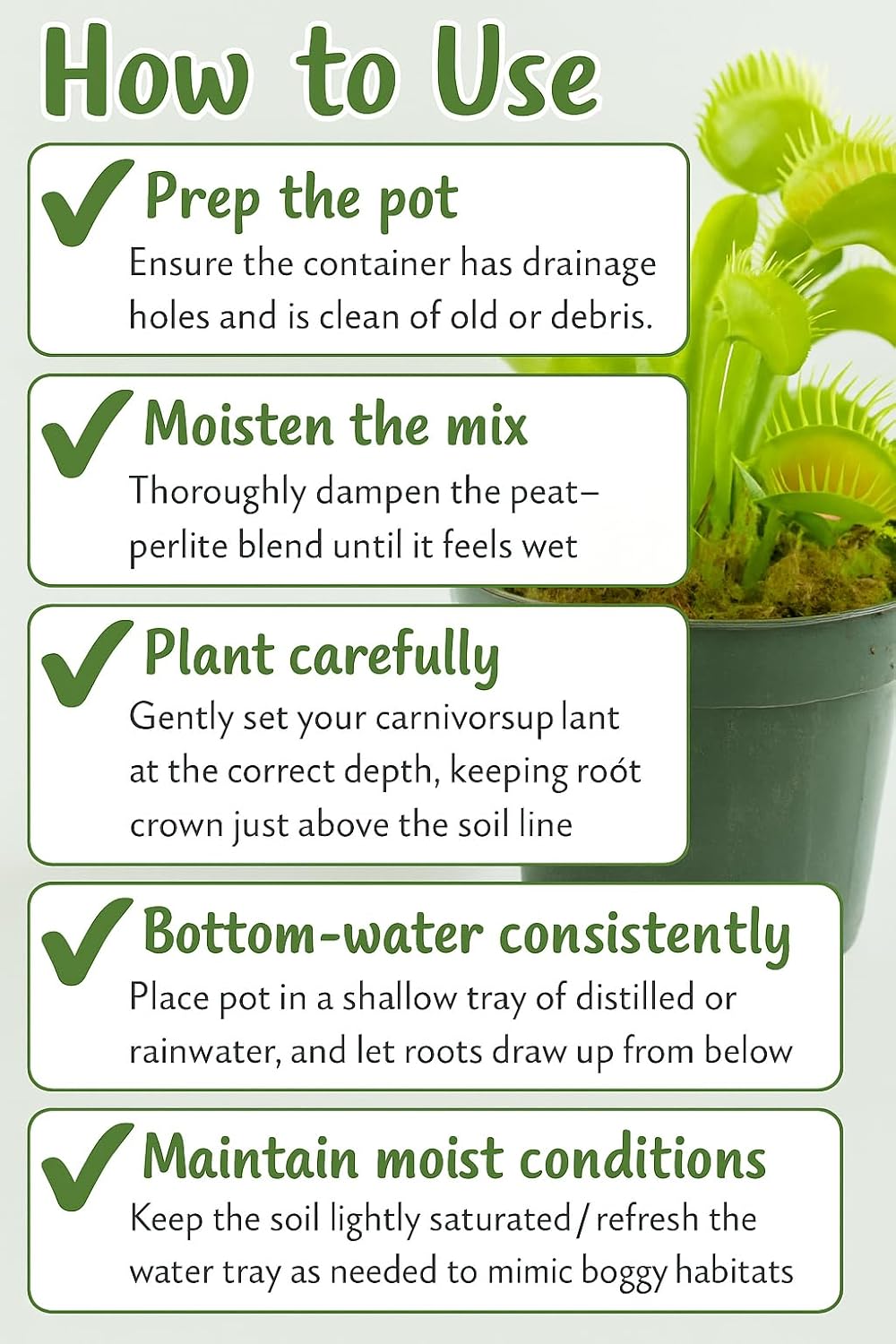 Sphagnum Moss Potting Mix for Carnivorous Plants - 20 Quart - Moss and Perlite Blend for Potting Venus Fly Traps, Sarracenia, Pitcher Plants (4 Bags of 5QT)