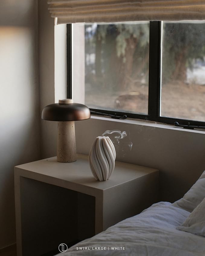 LAWA Swirl Candle - Large Beautiful Handmade Pillar Scented Soy Wax Twirl Elegant Bubble Aesthetic Candle Housewarming Gift Home Room Shelf Decor Idea Spiral White (Large)