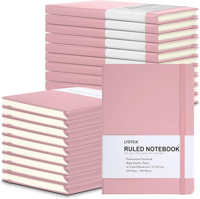 20 Pack Journals for Writing College Ruled Notebooks Journal in Bulk, Hardcover Notebooks (200Pages) for Note Talking, Lined Bullet Journals for Home School Office, 5.7"x8.4", Pink