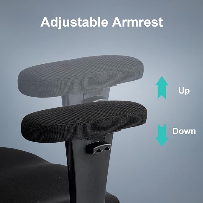 YFO Ergonomic Office Chair, Mesh Computer Desk Chair with Adjustable Back Lumbar Support and Armrests, Comfy Executive Rolling Swivel Task Chair for Home Office, Black