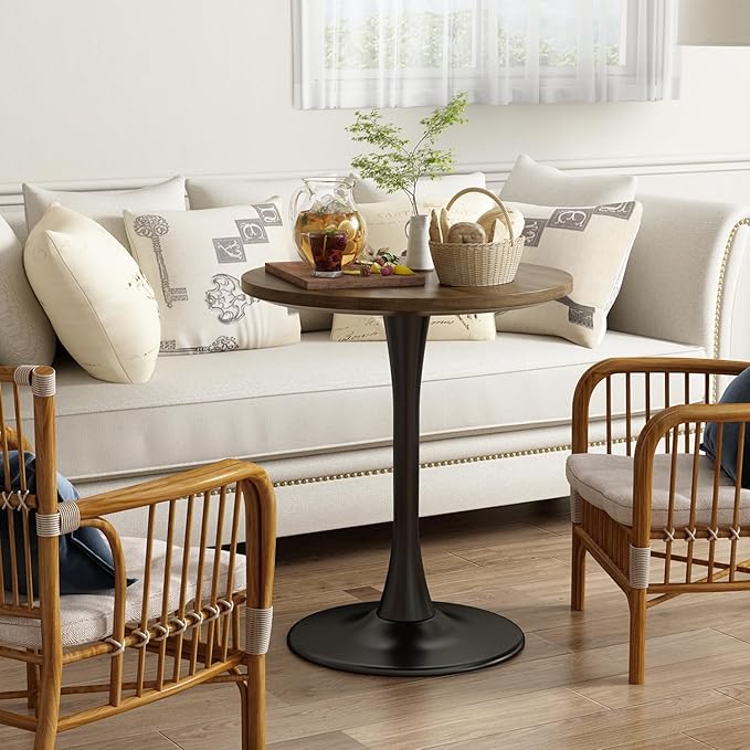 Round Table Modern Dining Table Tulip Round Kitchen Table Mid Century Wooden Coffee Table for Living Room 24 inch