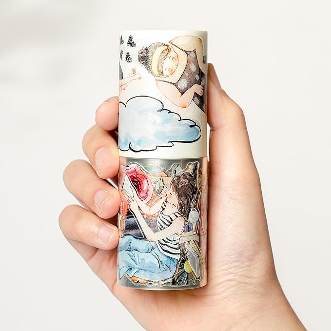 WT Pre-Cut Leisurely Days PET Tape Roll, Original Designs, Decorative Artist Tape for Bible Journaling, Bullet Journals, Scrapbooks, Planners & DIY Craft Supplies